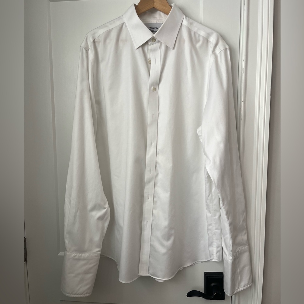 Charles Tyrwhitt non iron slim fit white dress shirt sz 38in